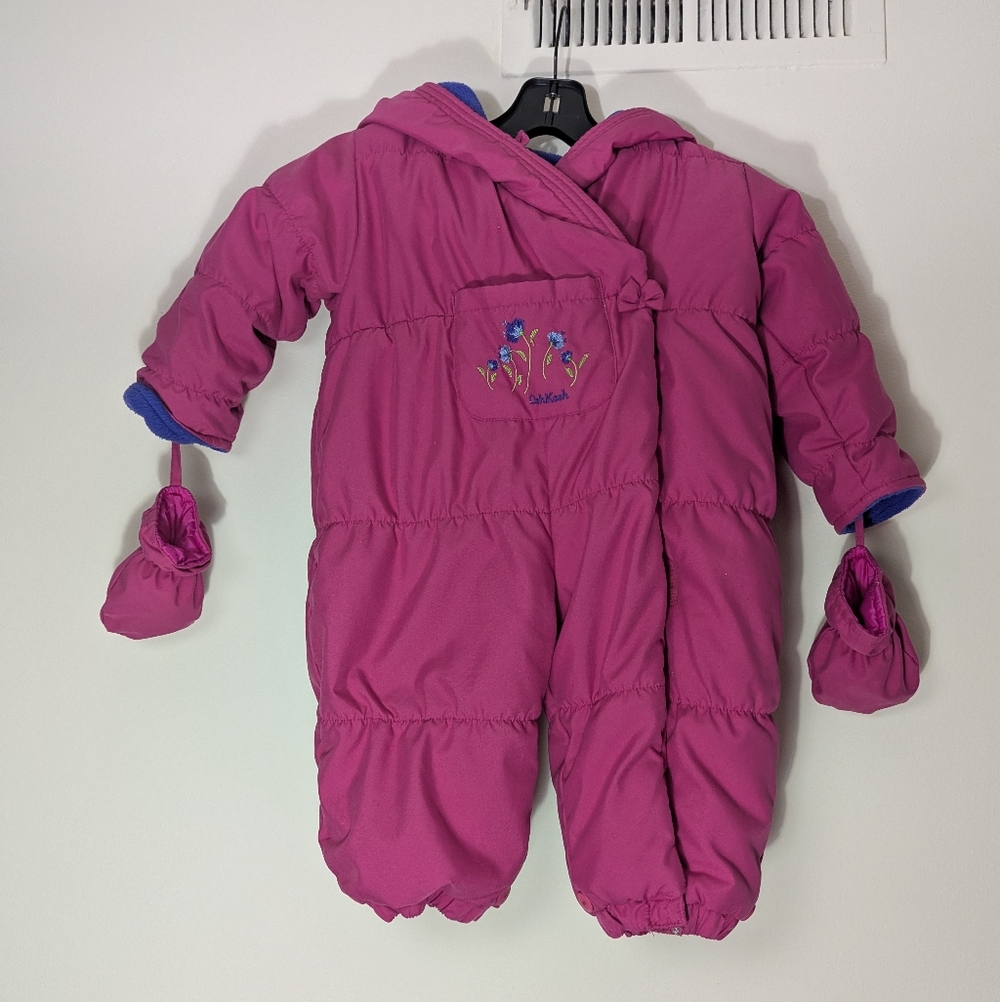 Vtg Oshkosh B'Gosh pink floral embroidered snow suit